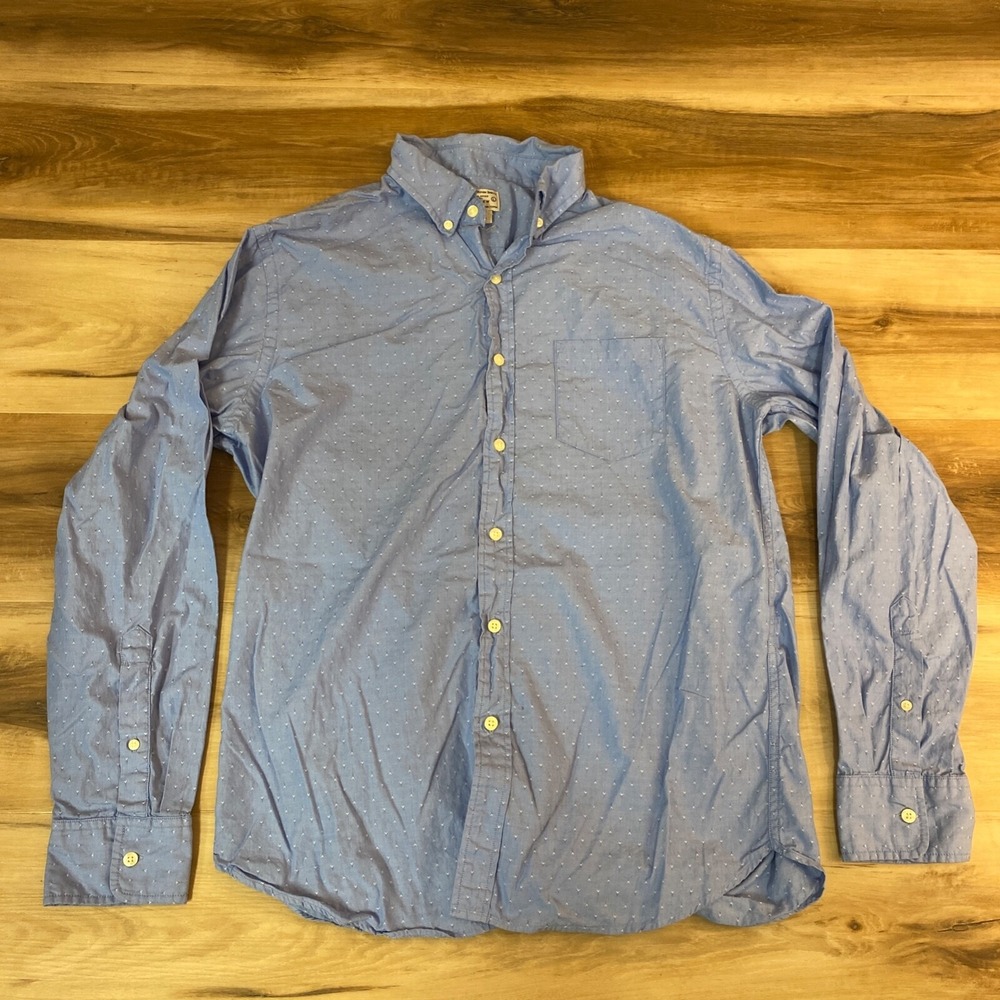 J.Crew Button Down Shirt Large Micro Print 100% Cotton Casual Light Blue